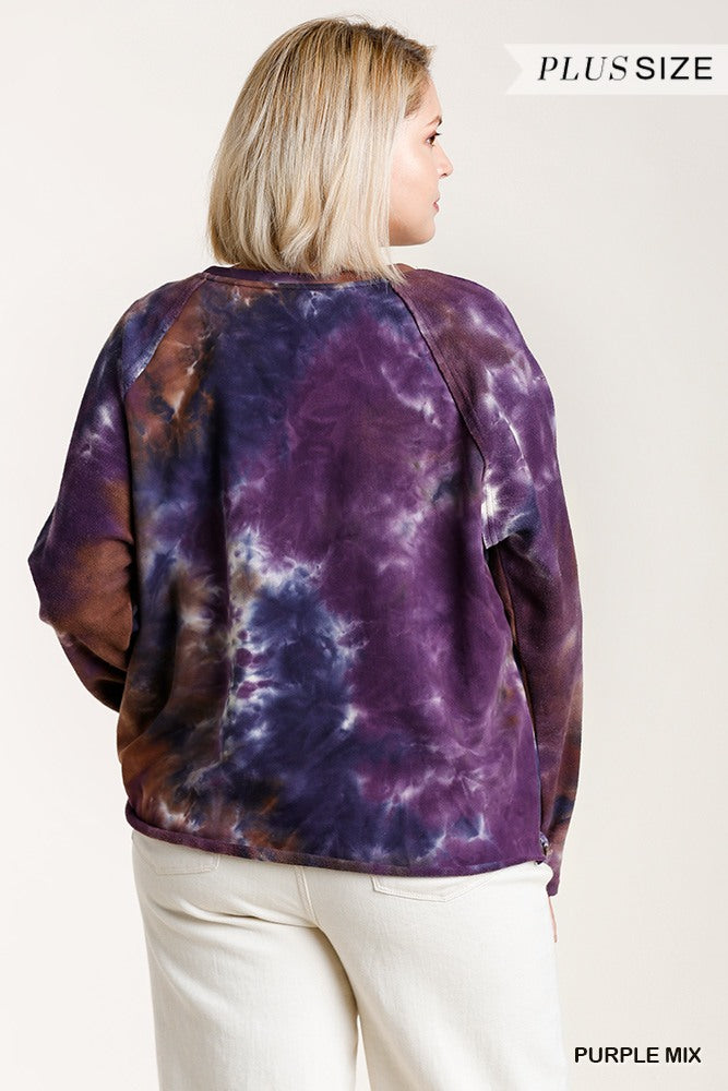 French Terry Tie-dye Raglan Long Sleeve Top With Raw Hem - Absolute Fashion 2020