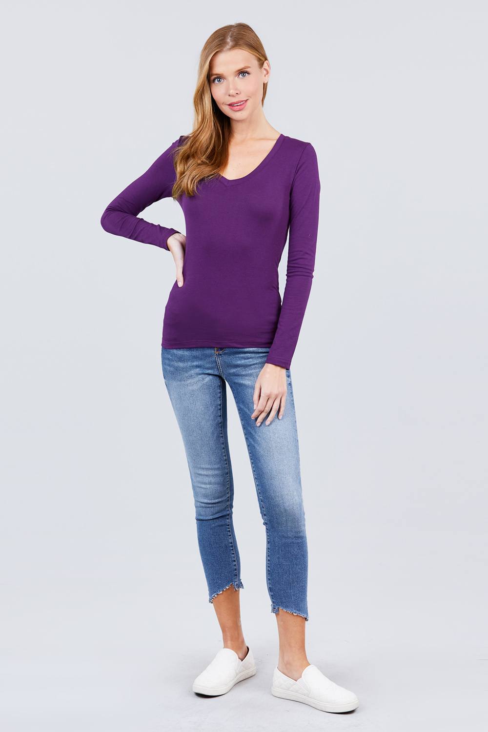 Cotton Jersey V-neck Top - Absolute Fashion 2020
