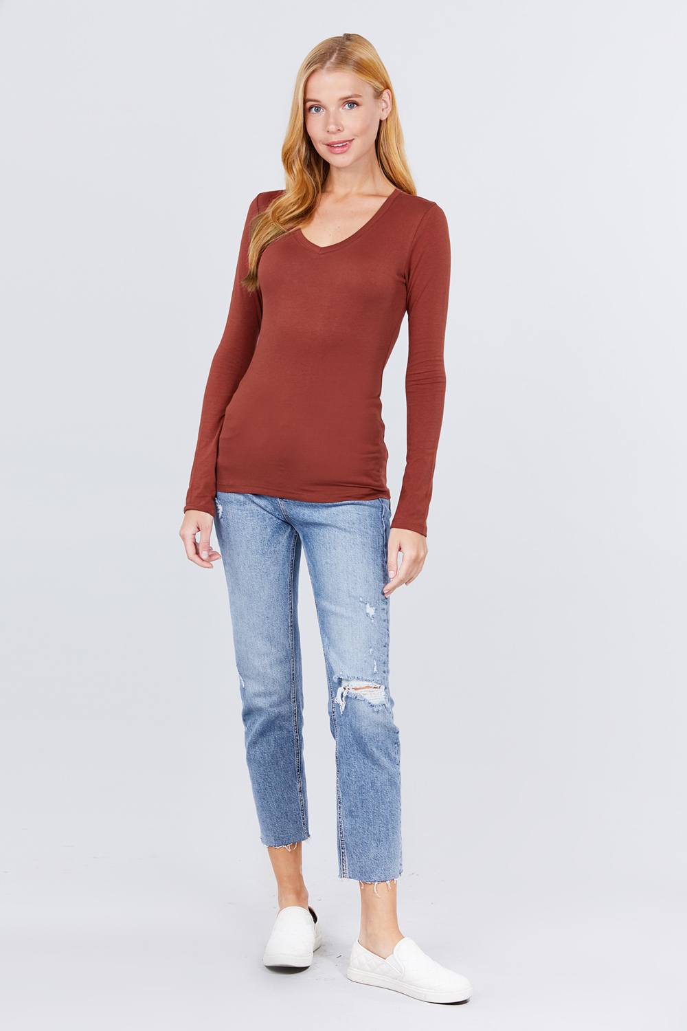 Cotton Jersey V-neck Top - Absolute Fashion 2020