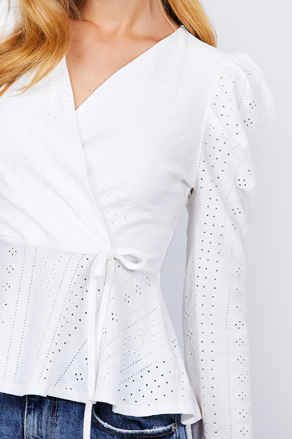 Surplice W/ribbon Tie Peplum Top - Absolute Fashion 2020