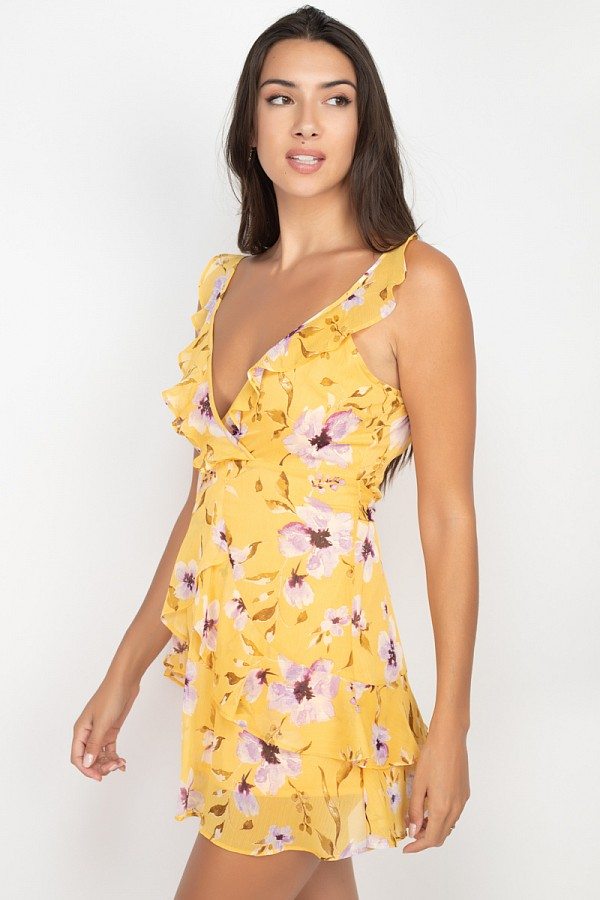 Floral Ruffle Trim Fit & Flare Mini Dress - Absolute Fashion 2020