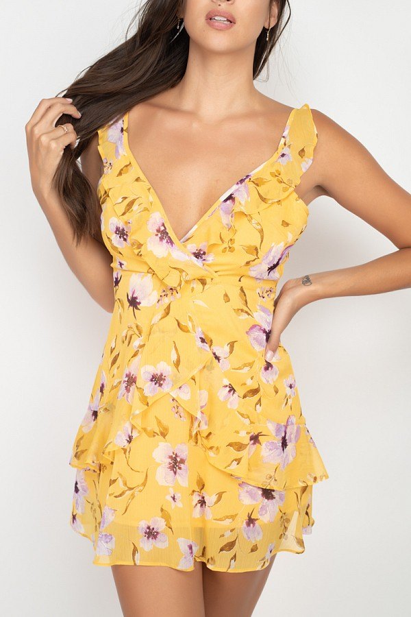 Floral Ruffle Trim Fit & Flare Mini Dress - Absolute Fashion 2020