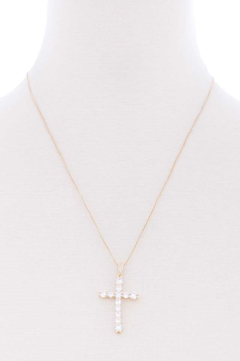 Stone Cross Pendant Necklace - Absolute Fashion 2020