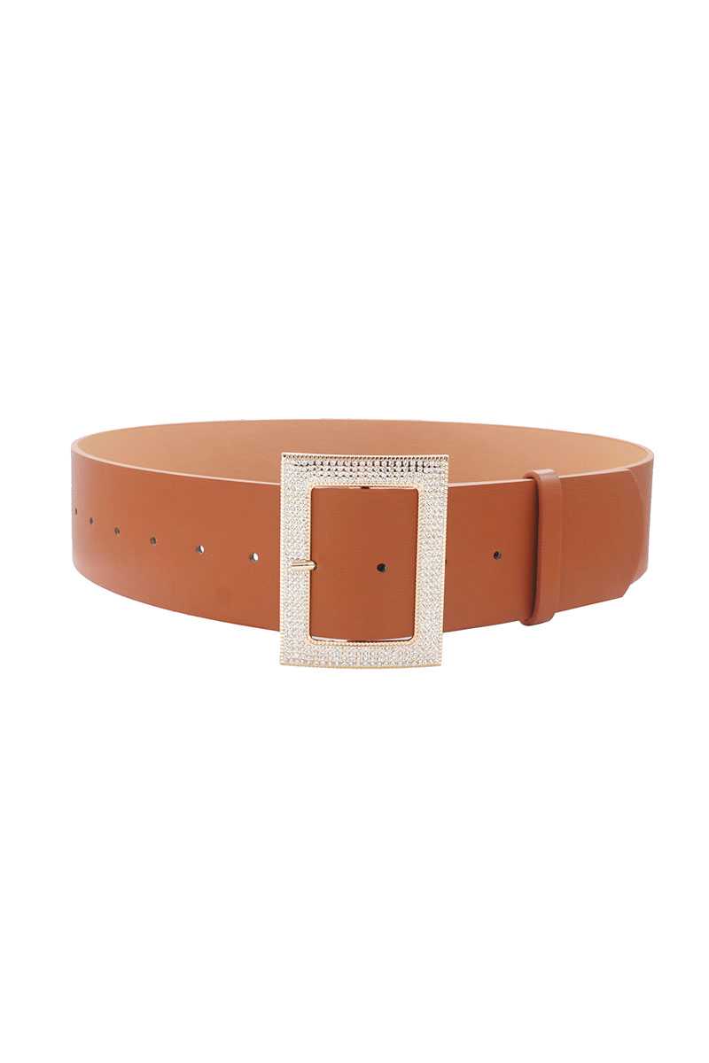 Rectangle Rhinestone Buckle Belt - Absolute Fashion 2020