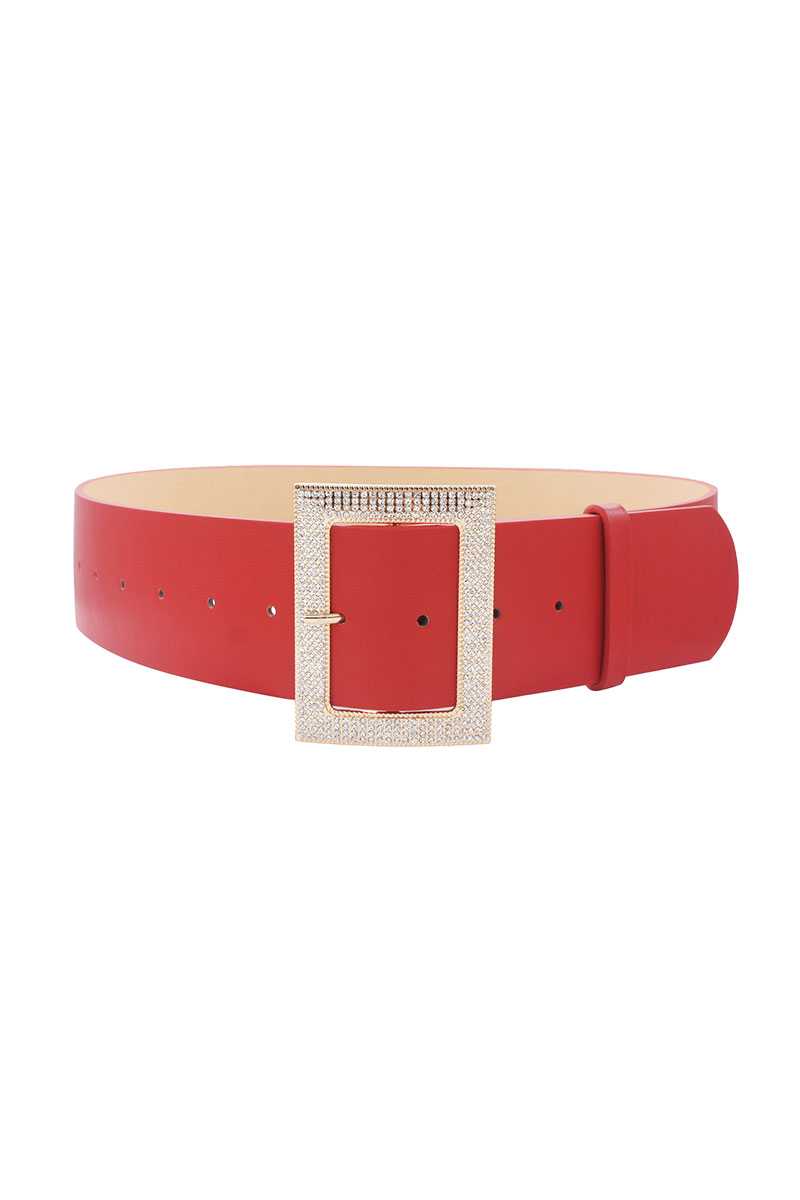 Rectangle Rhinestone Buckle Belt - Absolute Fashion 2020