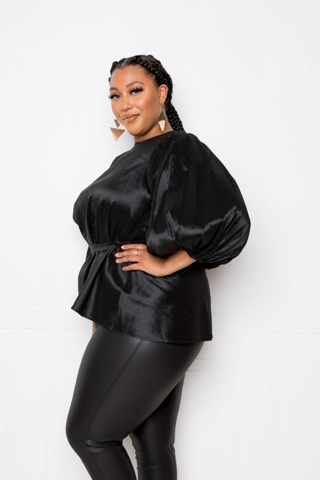 Voluminous Top With Waist Tie - Absolute Fashion 2020