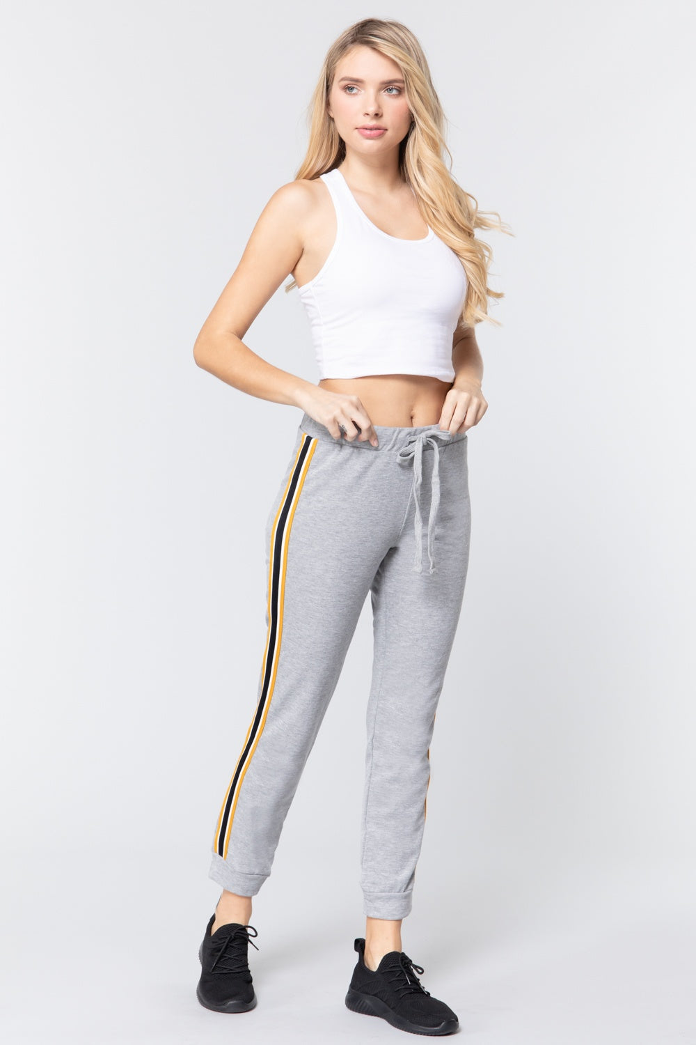 Side Stripe Tape French Terry Pants - Absolute Fashion 2020