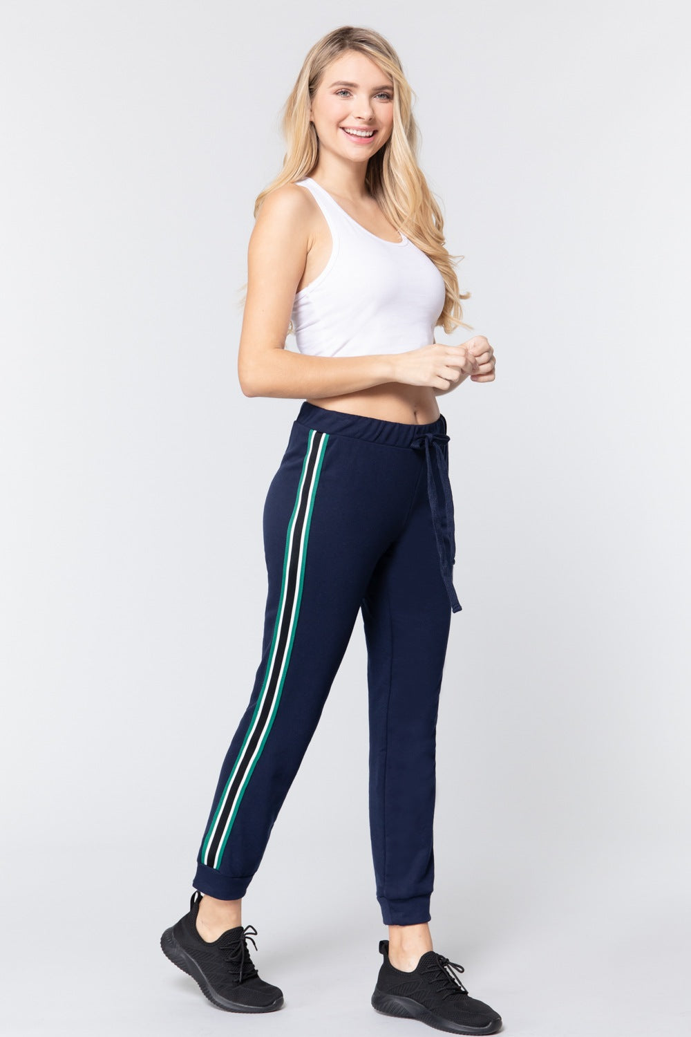 Side Stripe Tape French Terry Pants - Absolute Fashion 2020