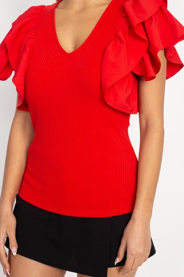 Ruffle Tiered Ribbed Top - Absolute Fashion 2020