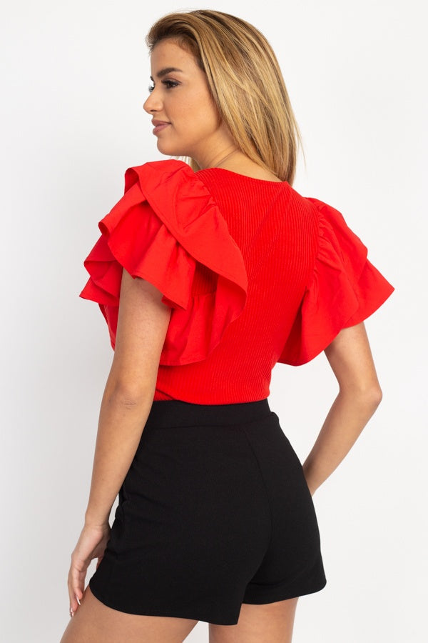 Ruffle Tiered Ribbed Top - Absolute Fashion 2020