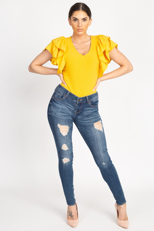 Ruffle Tiered Ribbed Top - Absolute Fashion 2020