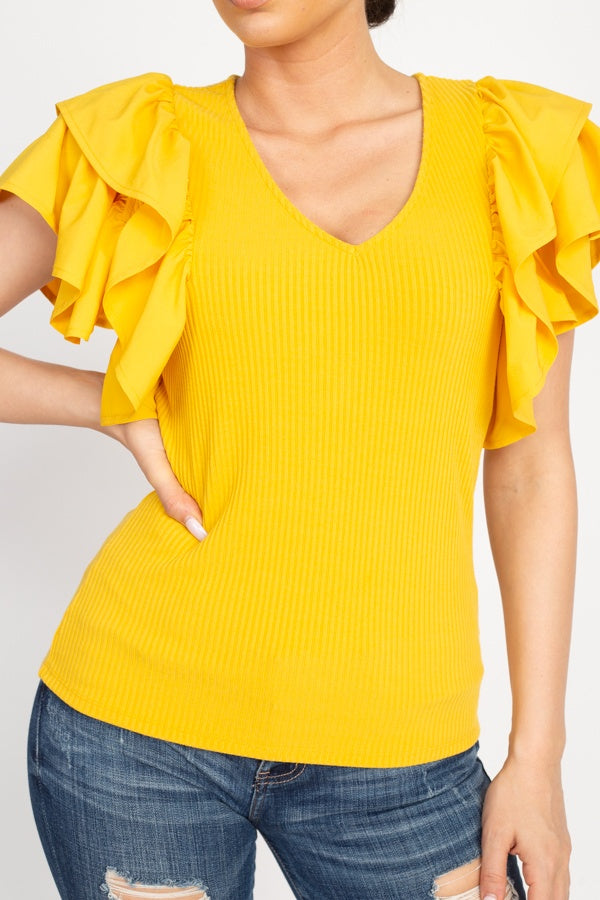 Ruffle Tiered Ribbed Top - Absolute Fashion 2020