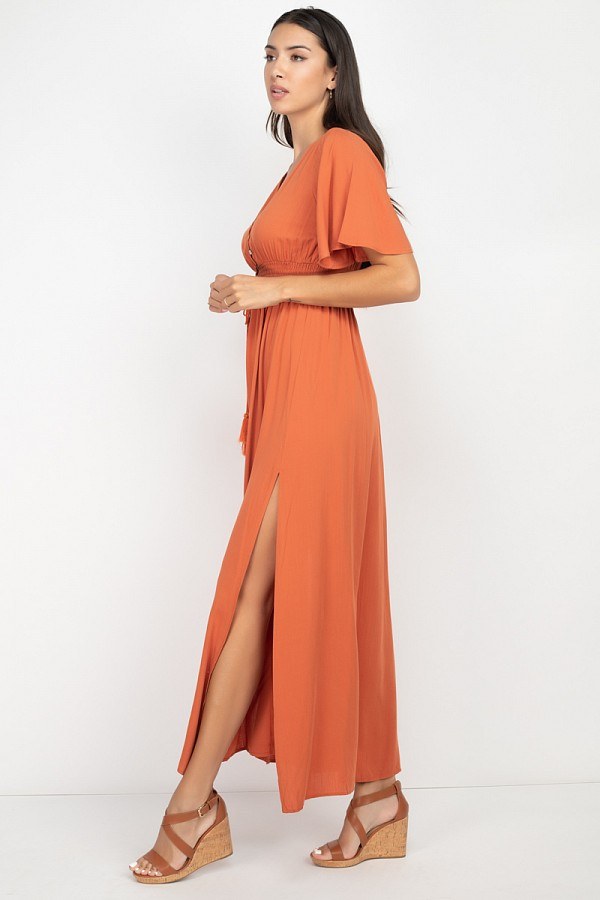 Side Slit Smocked Waist Maxi Dress - Absolute Fashion 2020