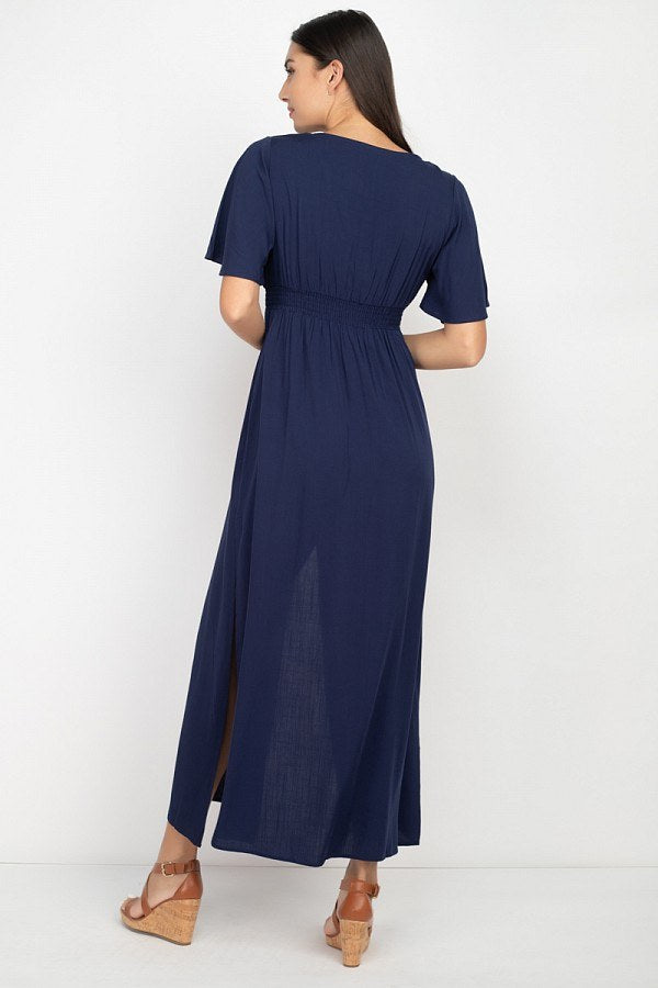 Side Slit Smocked Waist Maxi Dress - Absolute Fashion 2020