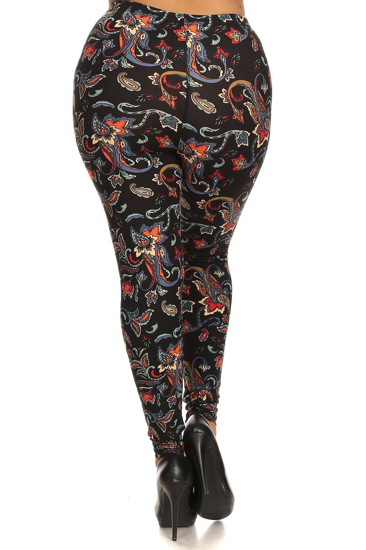 Floral/abstract Print, Full Length Leggings In A Slim Fitting Style With A Banded High Waist - Absolute Fashion 2020