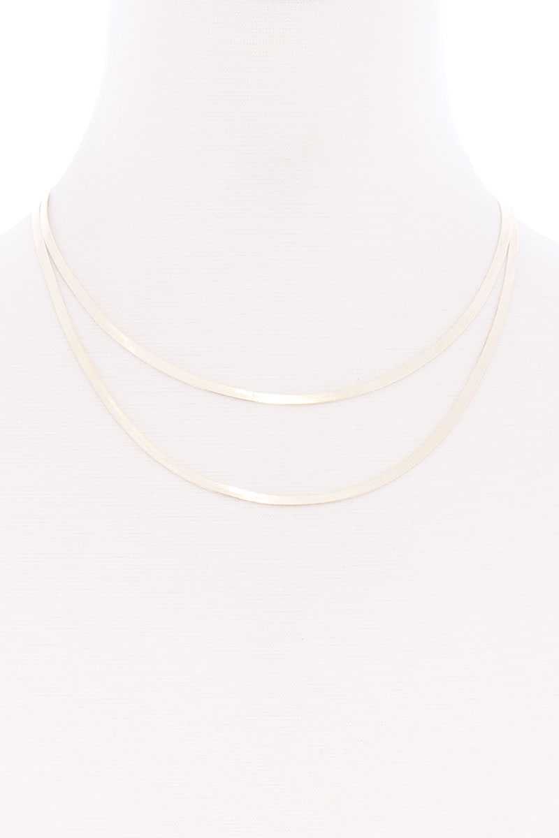 Sodajo 2 Layered Herringbone Metal Chain Necklace - Absolute Fashion 2020