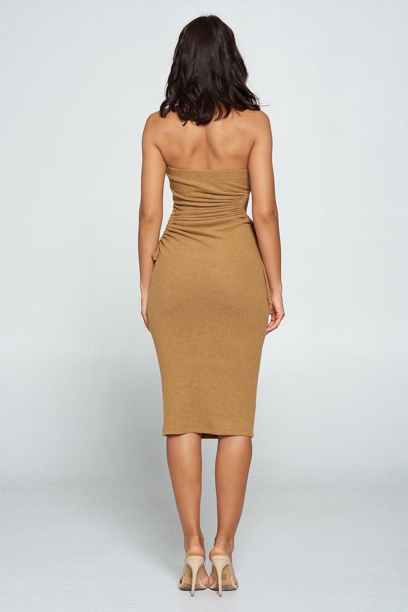 Strapless Solid Color Bodycon Dress - Absolute Fashion 2020