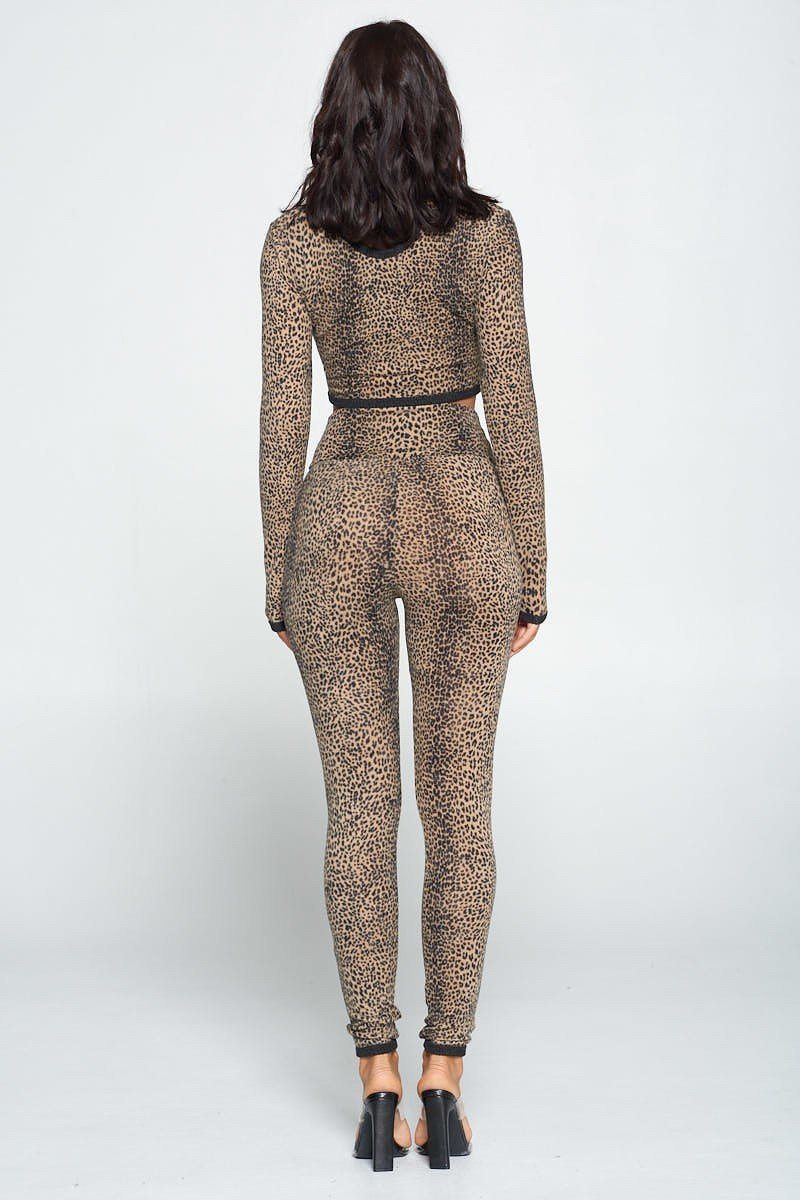 Animal Print Long Sleeve Two Piece Set - Absolute Fashion 2020