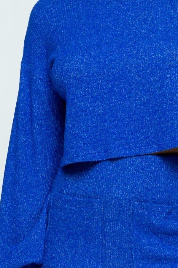 Brushed Knit Mock Neck Drop Shoulder Top With Front Pocket Mini Skirt Set - Absolute Fashion 2020