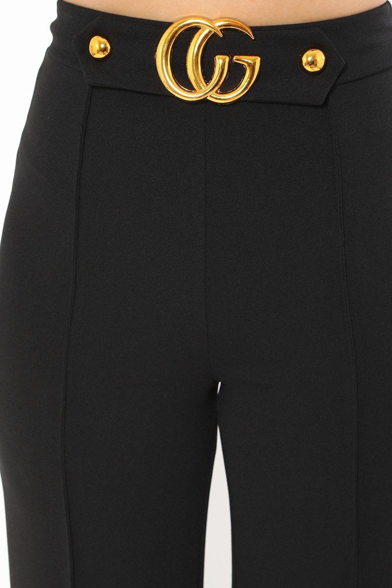 Cg Buckle And Button Detail Pants - Absolute Fashion 2020