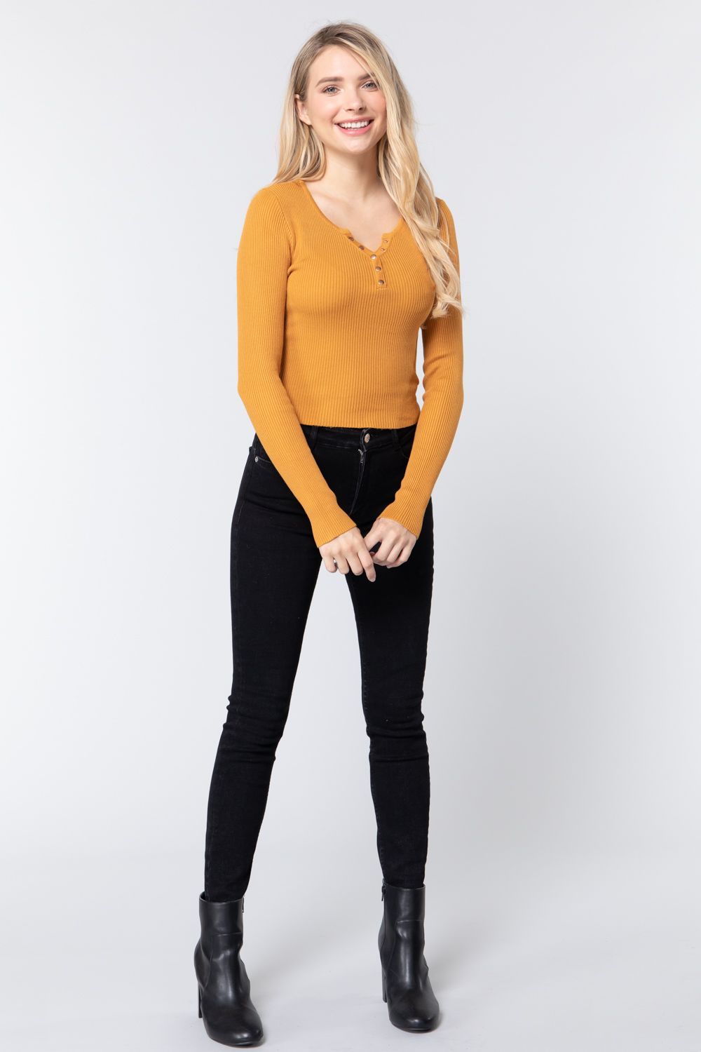 Snap Button Detail Sweater Top - Absolute Fashion 2020