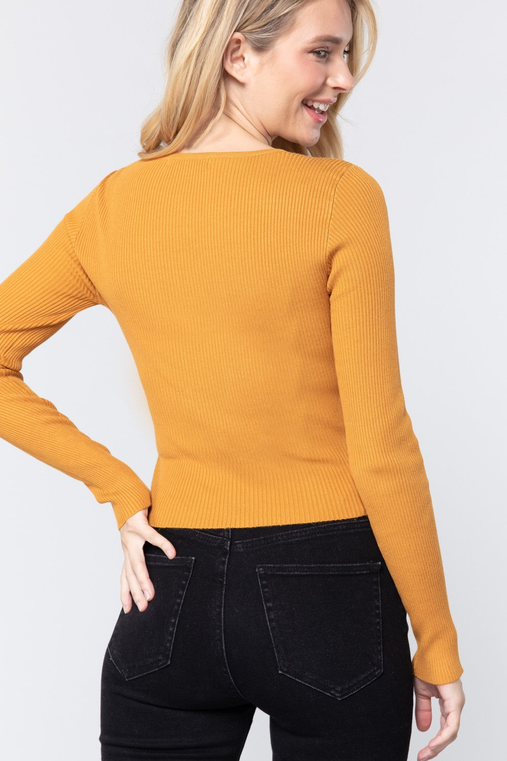 Snap Button Detail Sweater Top - Absolute Fashion 2020