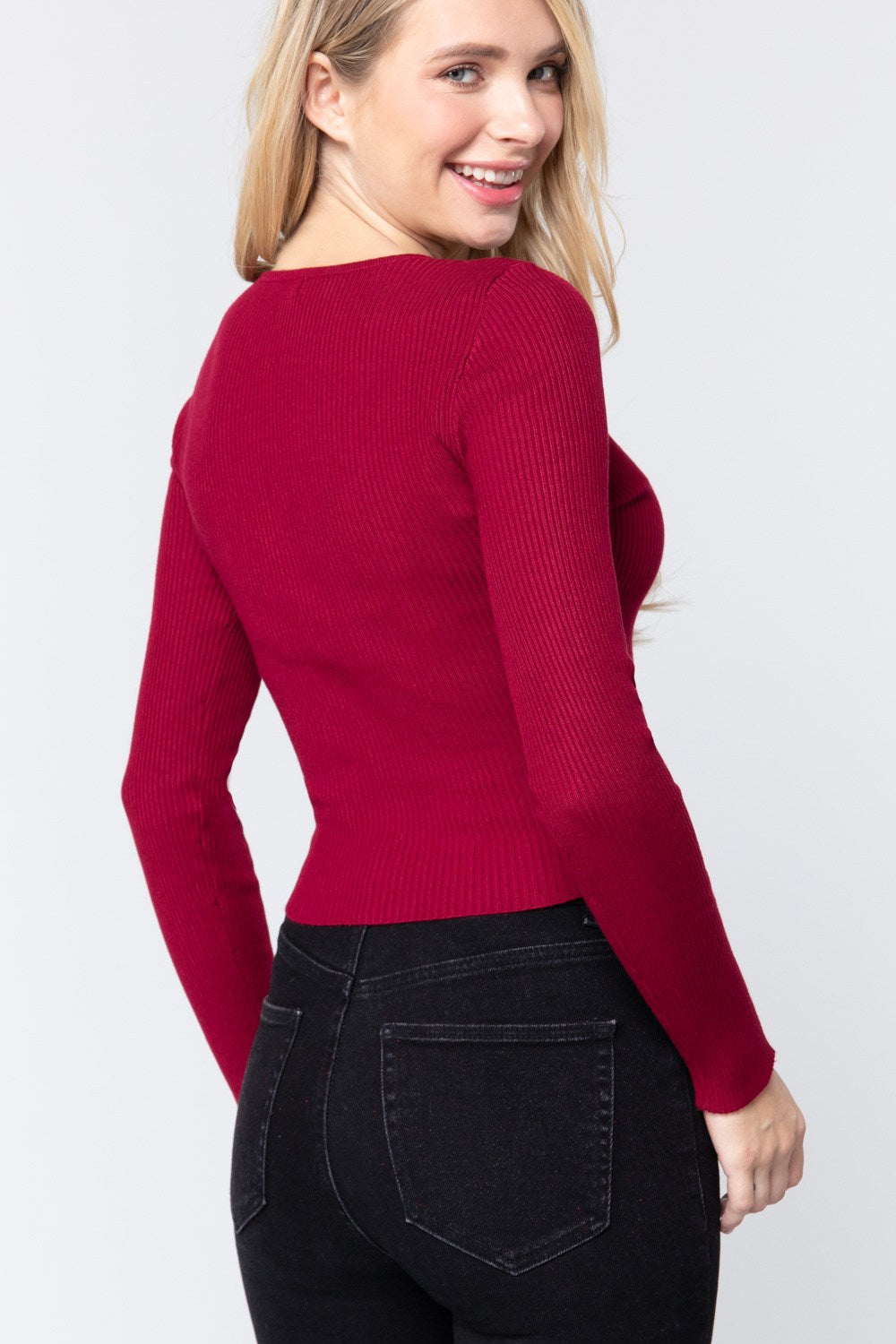 Snap Button Detail Sweater Top - Absolute Fashion 2020