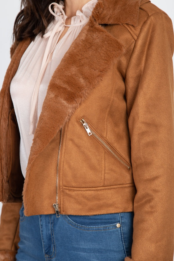Suede Faux Fur Moto Jacket - Absolute Fashion 2020