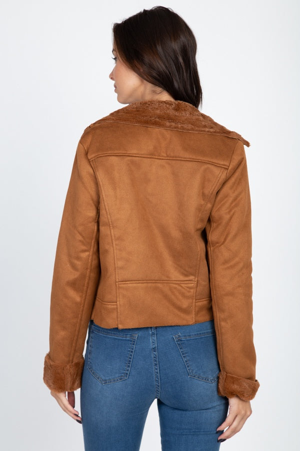 Suede Faux Fur Moto Jacket - Absolute Fashion 2020