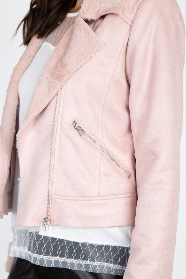 Suede Faux Fur Moto Jacket - Absolute Fashion 2020