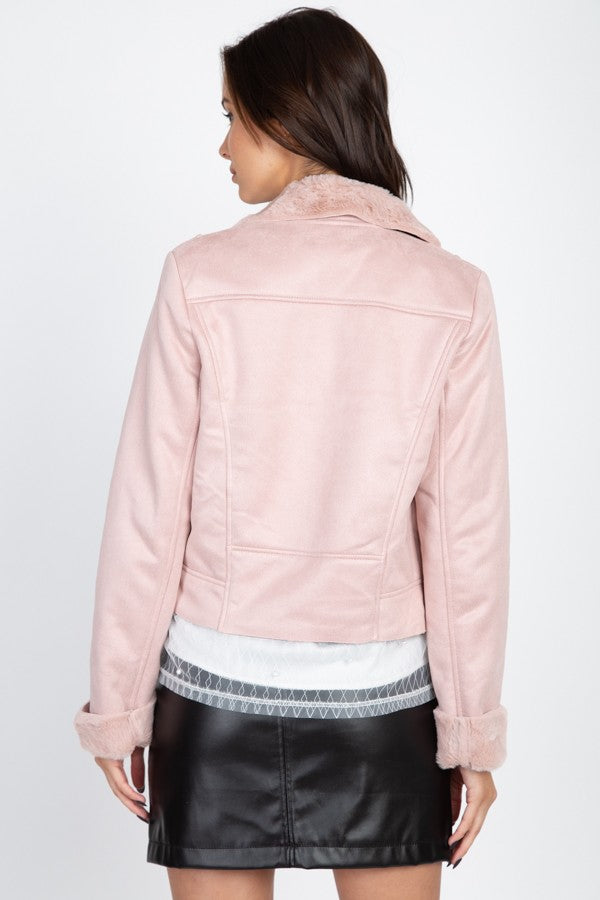 Suede Faux Fur Moto Jacket - Absolute Fashion 2020