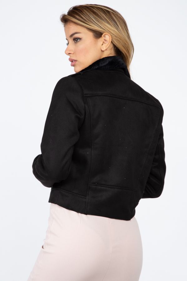 Suede Faux Fur Moto Jacket - Absolute Fashion 2020