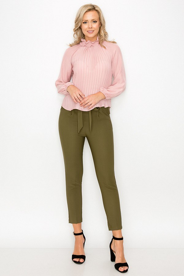 Smocked Trim Pleated Top - Absolute Fashion 2020