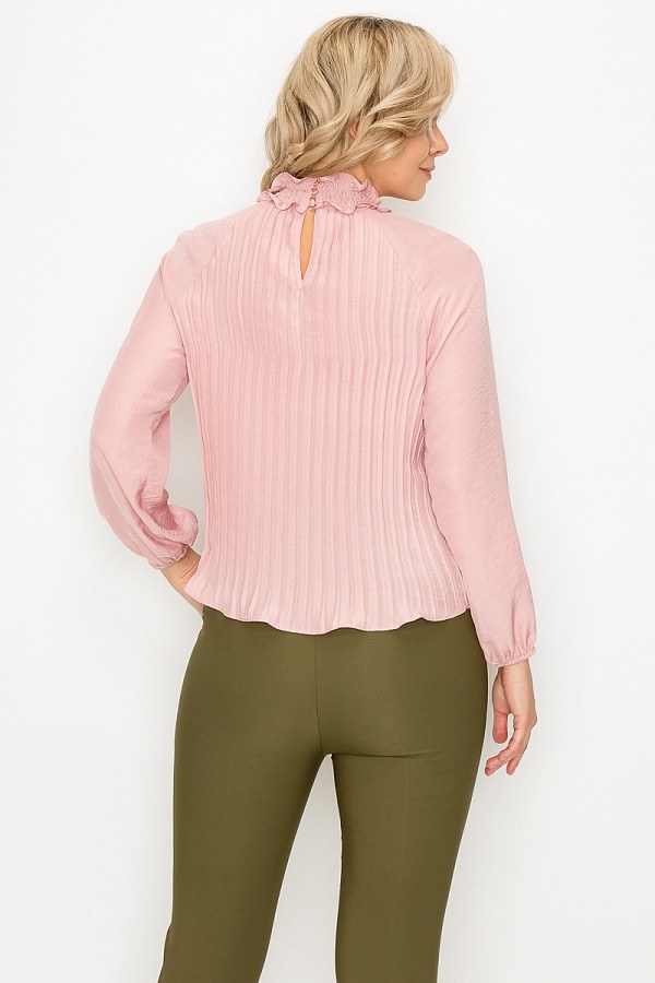 Smocked Trim Pleated Top - Absolute Fashion 2020