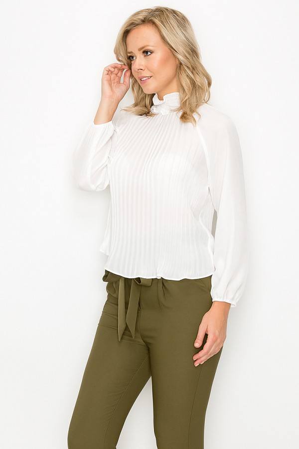 Smocked Trim Pleated Top - Absolute Fashion 2020