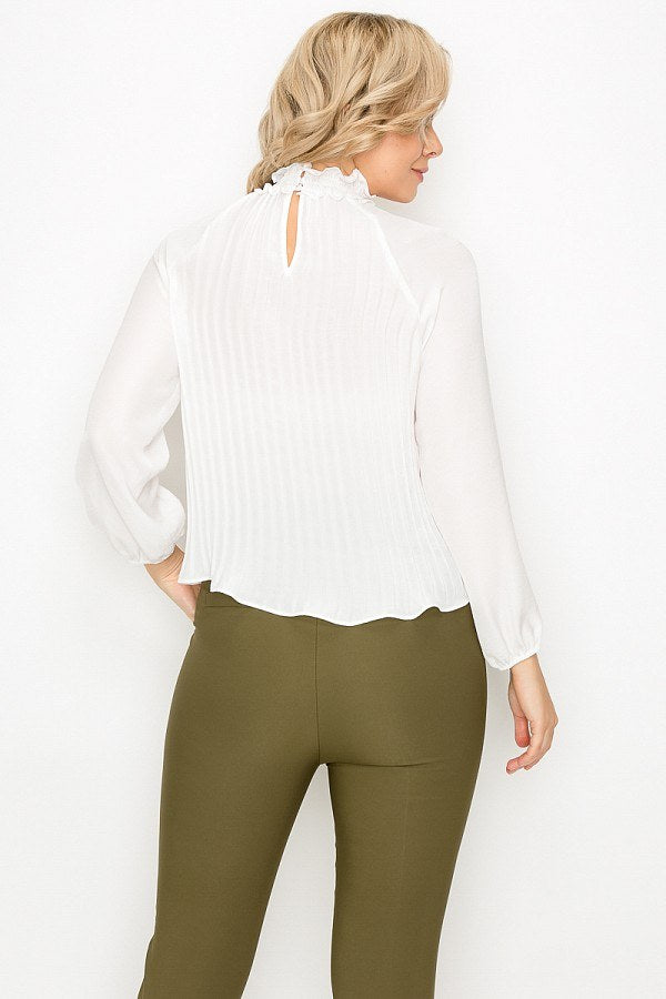 Smocked Trim Pleated Top - Absolute Fashion 2020