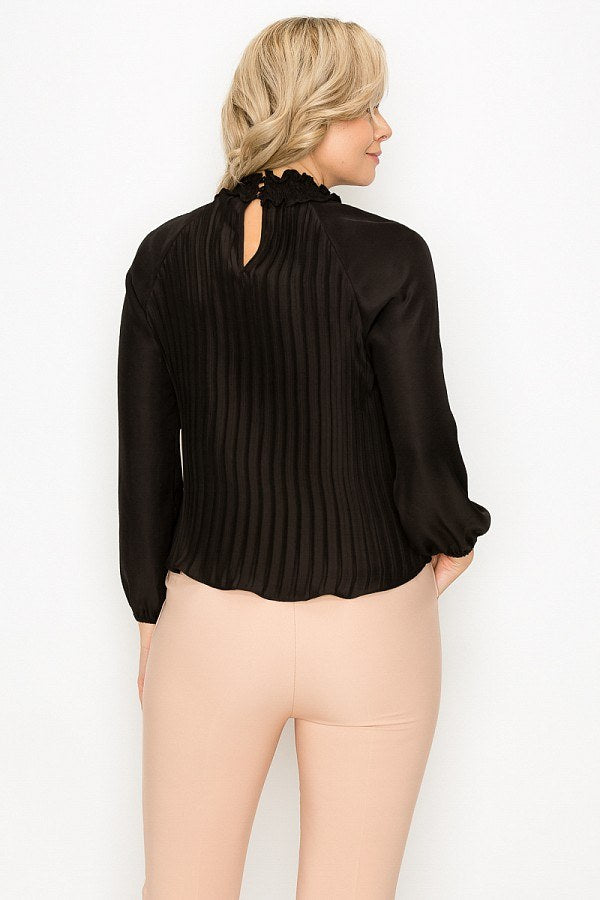 Smocked Trim Pleated Top - Absolute Fashion 2020