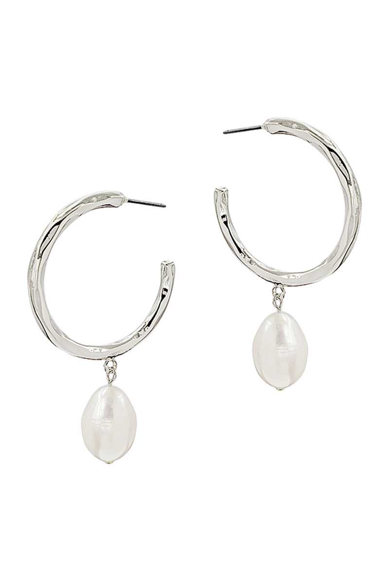 Fashion Open Hoop And Fresh Water Pearl Drop Earring - Absolute Fashion 2020