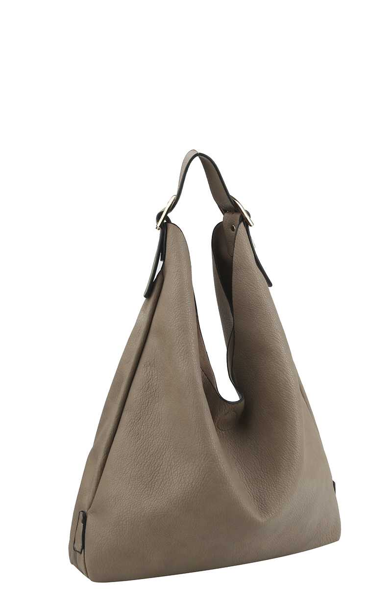 Smooth Textured Buckle Hobo Bag - Absolute Fashion 2020