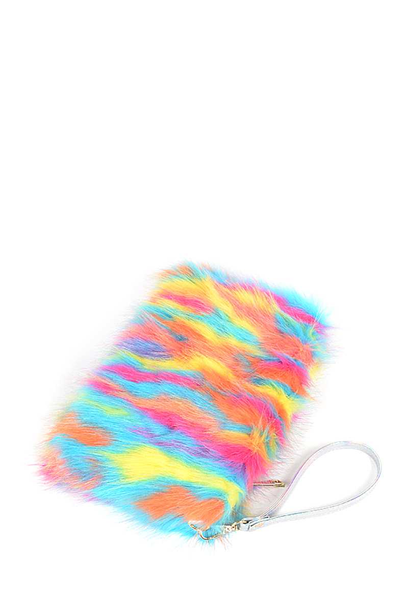 Bright Multi Faux Fur Pouch Bag - Absolute Fashion 2020