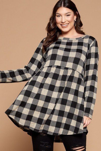 Soft Knit Buffalo Plaid Tunic Top - Absolute Fashion 2020