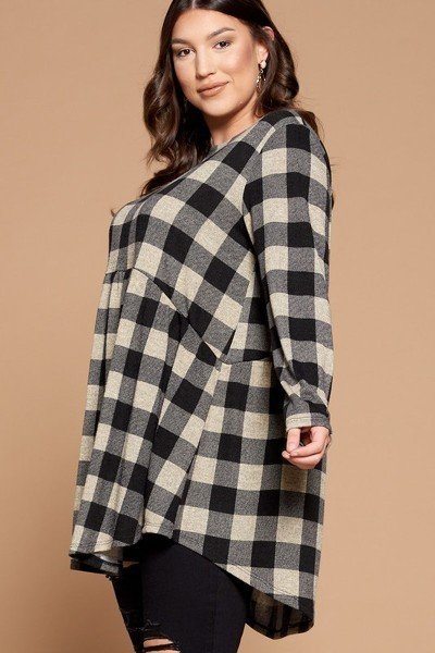 Soft Knit Buffalo Plaid Tunic Top - Absolute Fashion 2020