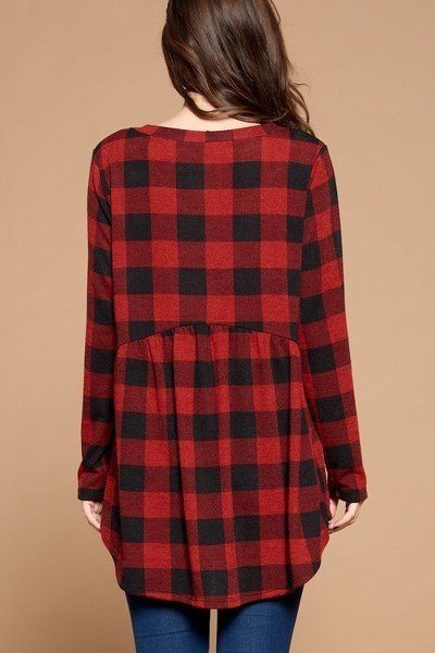 Soft Knit Buffalo Plaid Tunic Top - Absolute Fashion 2020
