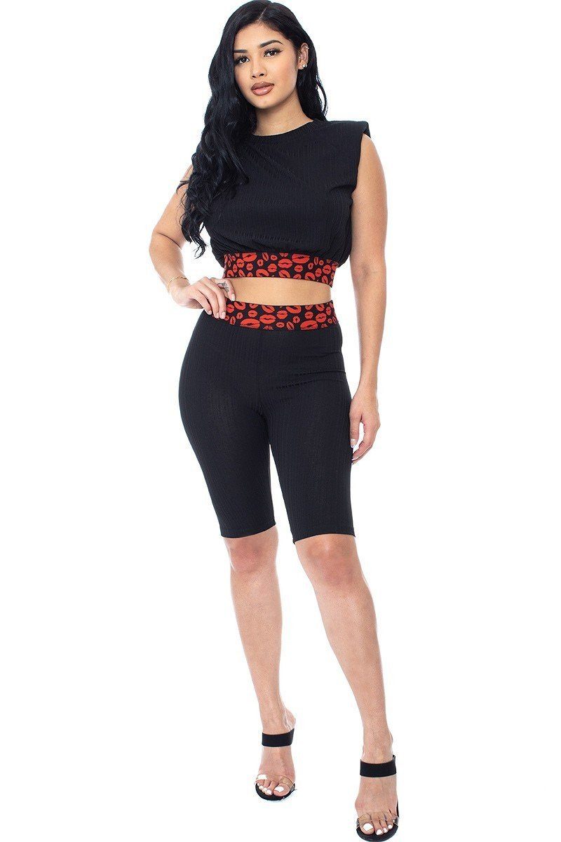Shoulder Pad And Leopard Detailed Biker Shorts - Absolute Fashion 2020