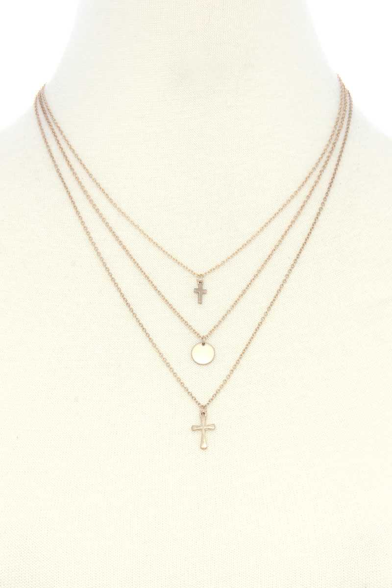 Dainty Cross Charm Layered Necklace - Absolute Fashion 2020