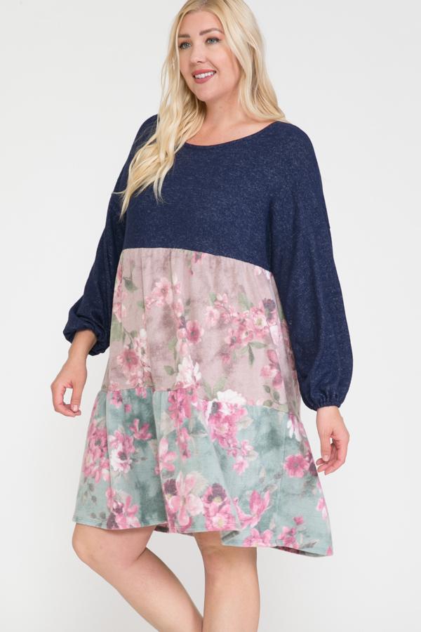 Floral Contrast Shirring Babydoll Dress - Absolute Fashion 2020