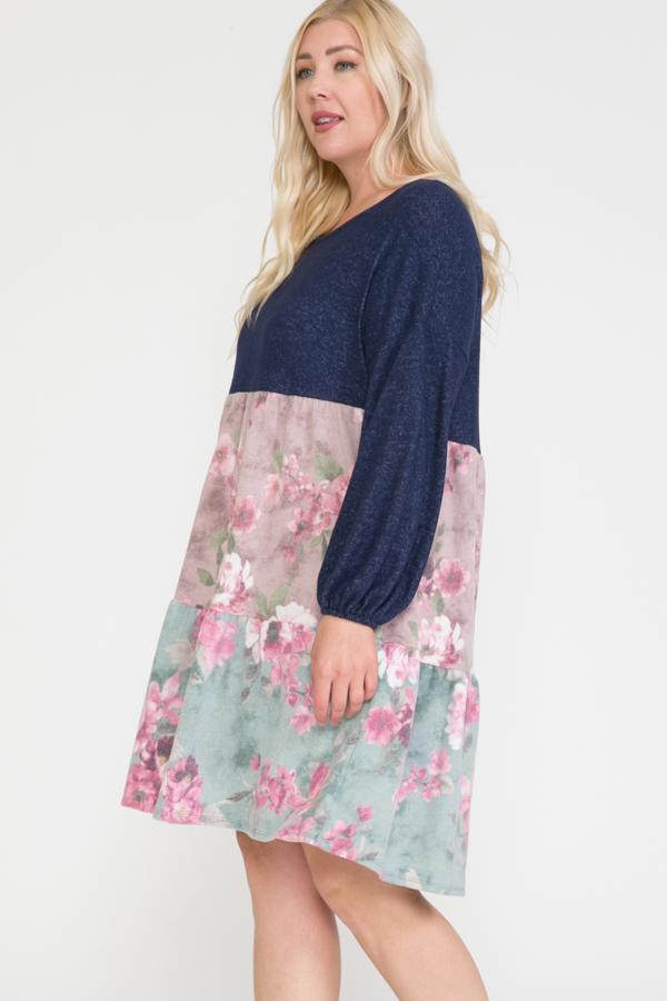 Floral Contrast Shirring Babydoll Dress - Absolute Fashion 2020