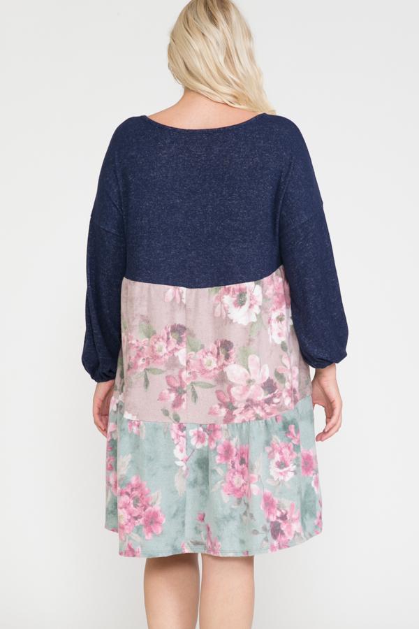 Floral Contrast Shirring Babydoll Dress - Absolute Fashion 2020