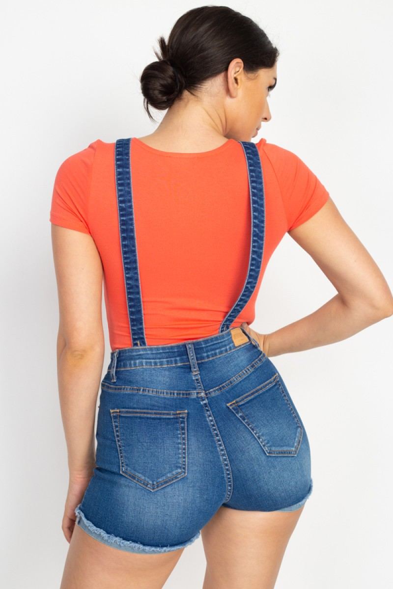 Cross Back Denim Suspender Shorts (woven) - Absolute Fashion 2020
