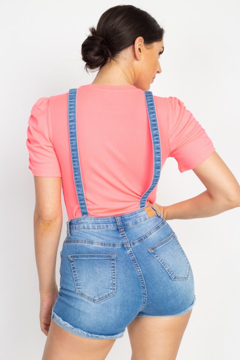 Cross Back Denim Suspender Shorts (woven) - Absolute Fashion 2020